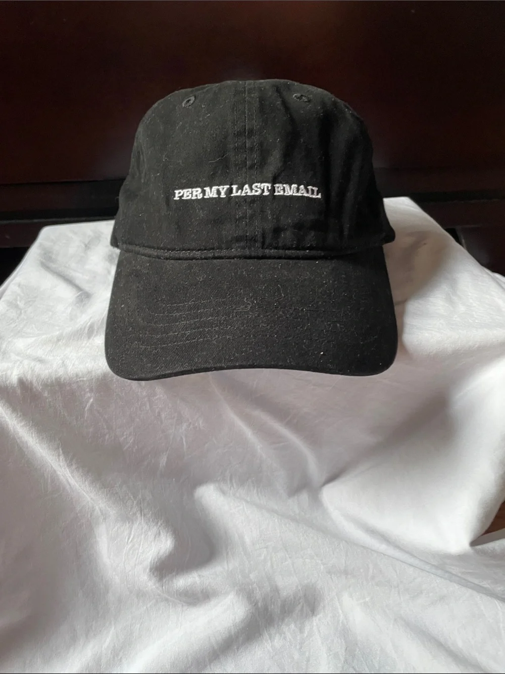 Time and Tru Black Baseball Cap with White Embroidered Text